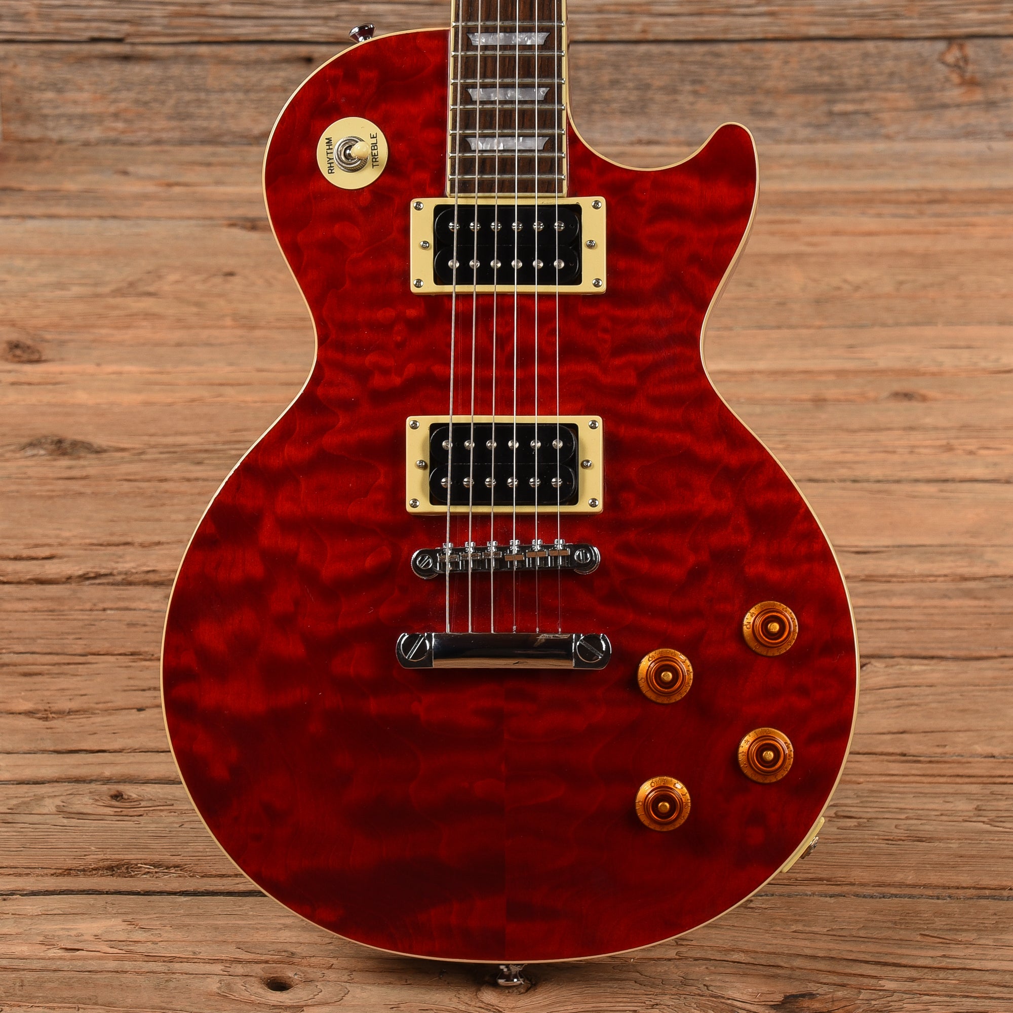 2006年製【Epiphone|Les Paul CLASSIC】Cherry Epiphone Les Paul Classic Quilt Top Cherry 2006 – Chicago Music