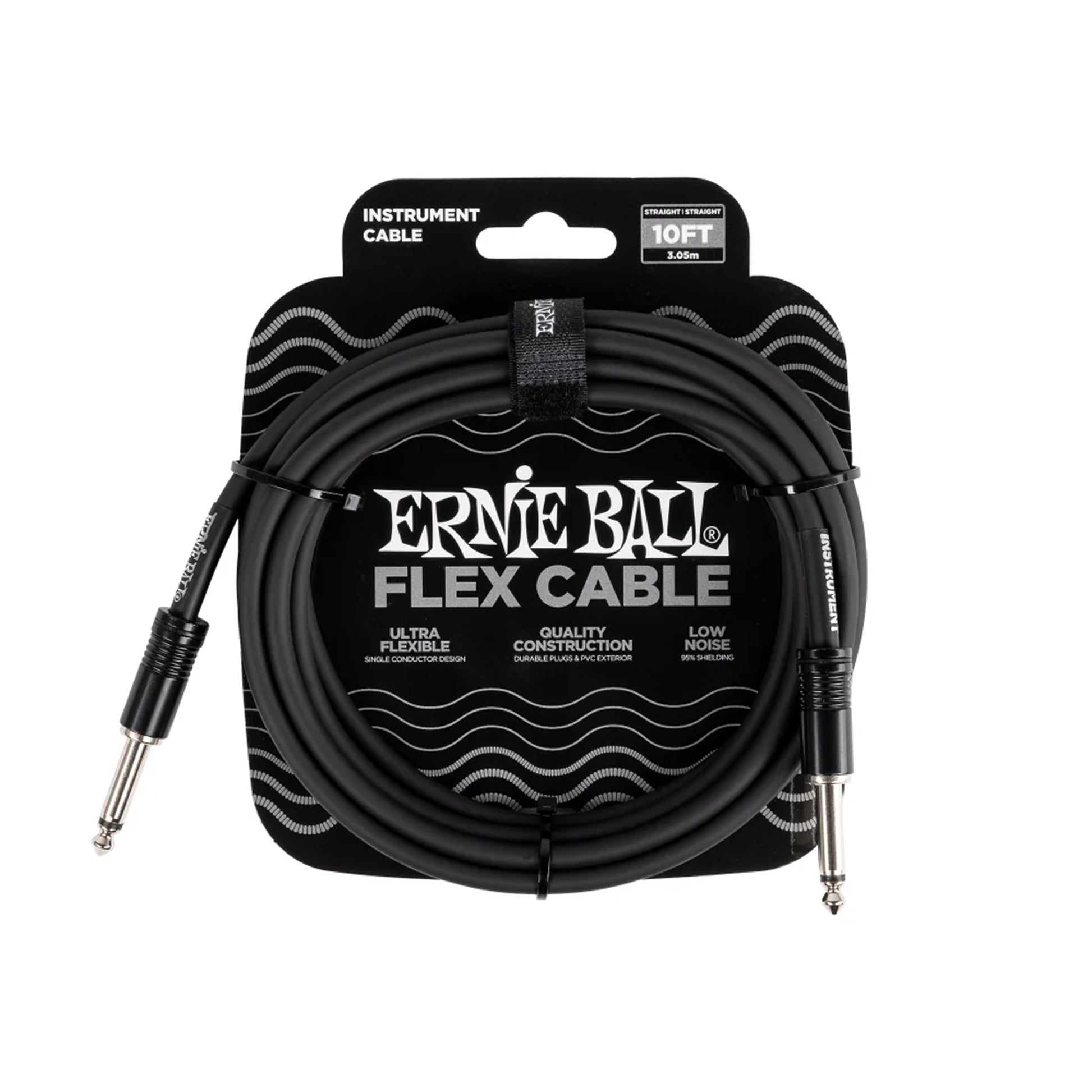 Ernie Ball Flex Instrument Cable Straight/Straight 10' Black Accessories / Cables