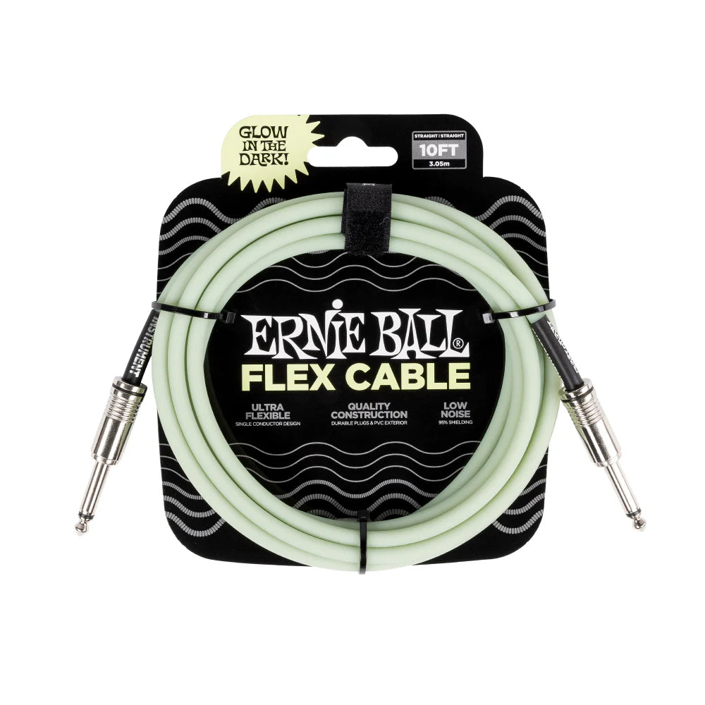 Ernie Ball Flex Instrument Cable Straight/Straight 10' Glow in Dark Accessories / Cables