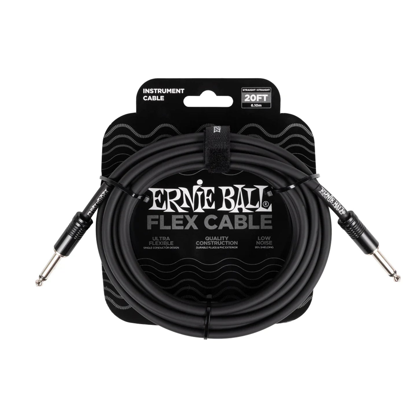 Ernie Ball Flex Instrument Cable Straight/Straight 20' Black Accessories / Cables