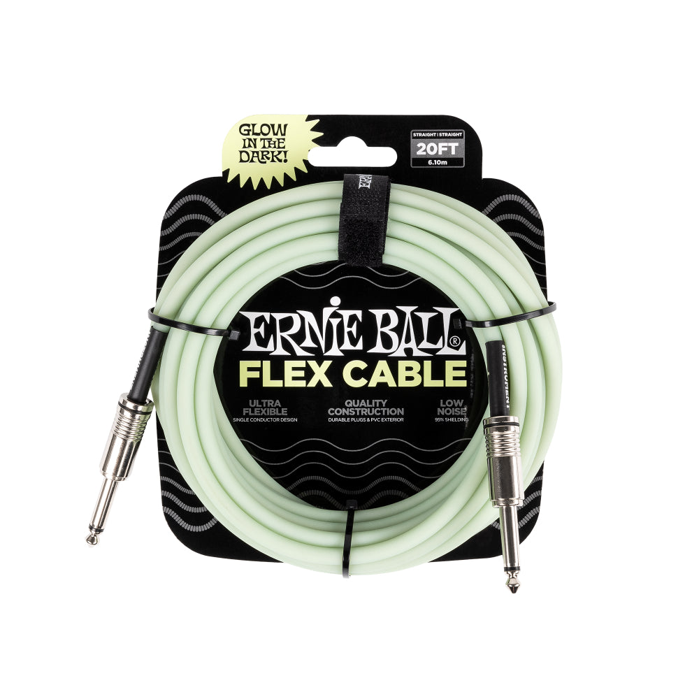 Ernie Ball Flex Instrument Cable Straight/Straight 20' Glow in Dark Accessories / Cables