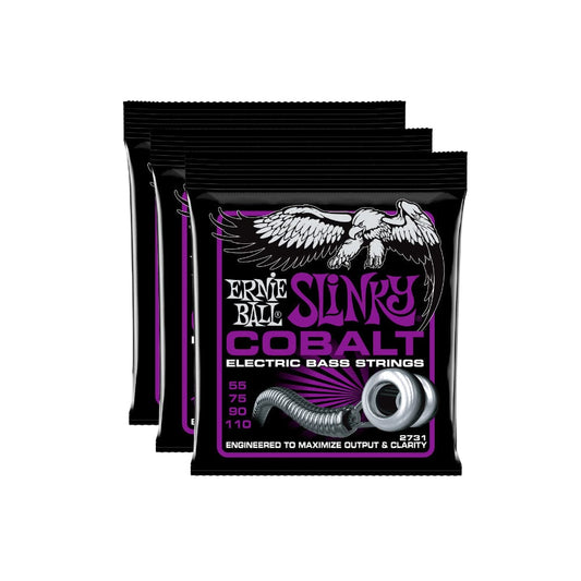 Ernie Ball Power Slinky Cobalt Electric Bass Strings 55-110 3 Pack Bundle Accessories / Strings / Bass Strings