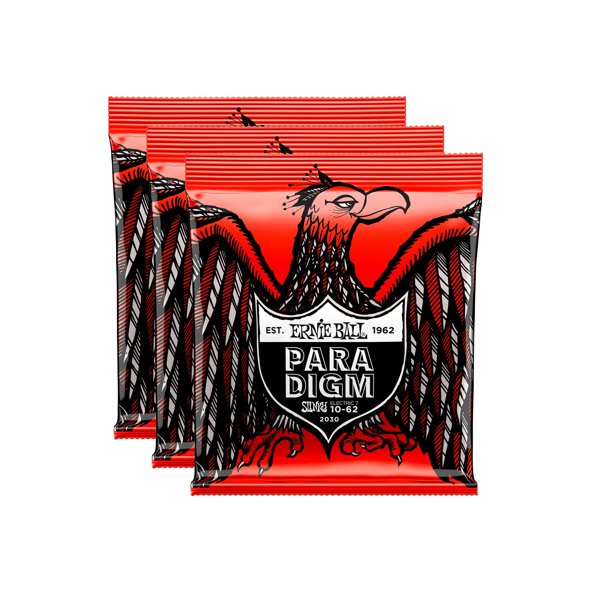 Ernie Ball Paradigm Skinny Top Heavy Bottom Slinky 7-String Electric Guitar Strings 10-62 3 Pack Bundle Accessories / Strings / Guitar Strings