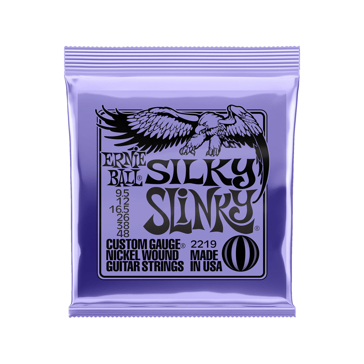 Ernie Ball P02219 Silky Slinky Nickel Wound 6-String Electric Guitar Strings 9.5-48 Strings