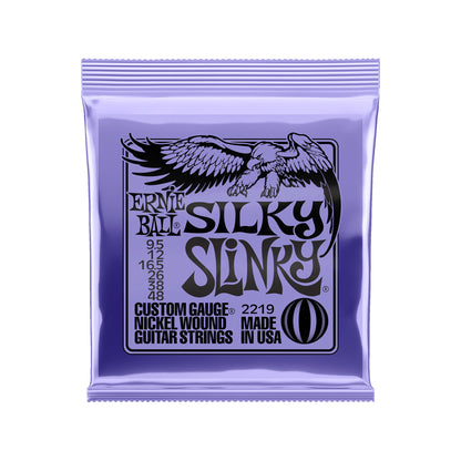 Ernie Ball P02219 Silky Slinky Nickel Wound 6-String Electric Guitar Strings 9.5-48 Strings