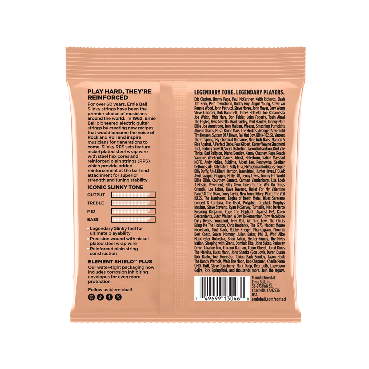 Ernie Ball P02243 Turbo Slinky RPS Nickel Wound 6-String Electric Guitar Strings 9.5-46 Strings