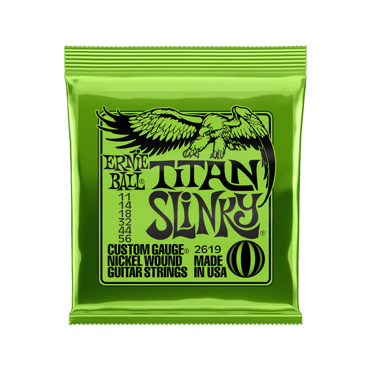 Ernie Ball P02619 Titan Slinky Nickel Wound 6-String Electric Guitar Strings 11-56 Strings