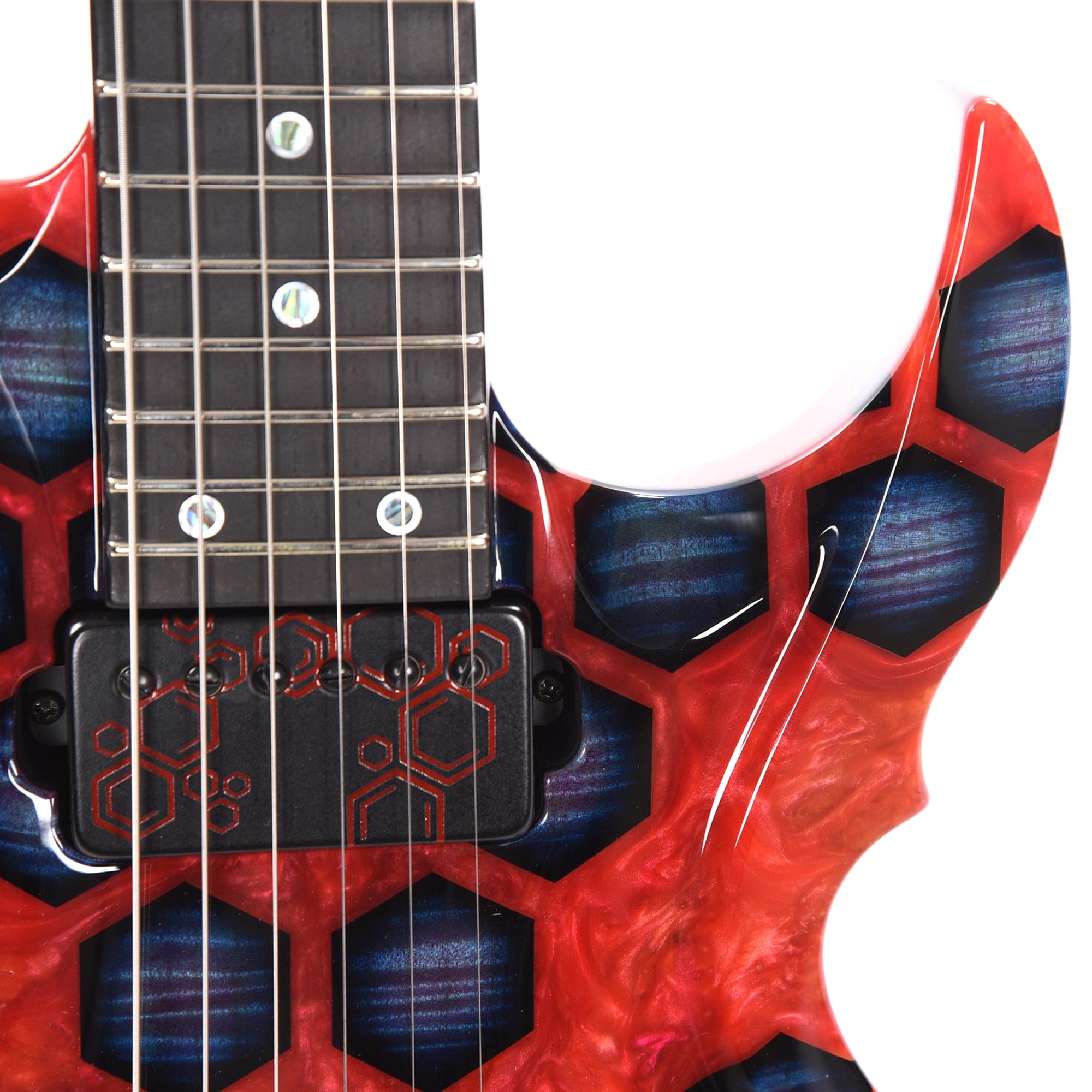 ESP Custom Shop NAMM Exhibition 2023 FRX-CTM-FR Flamed Maple Top with Red Resin & Blue Honeycomb