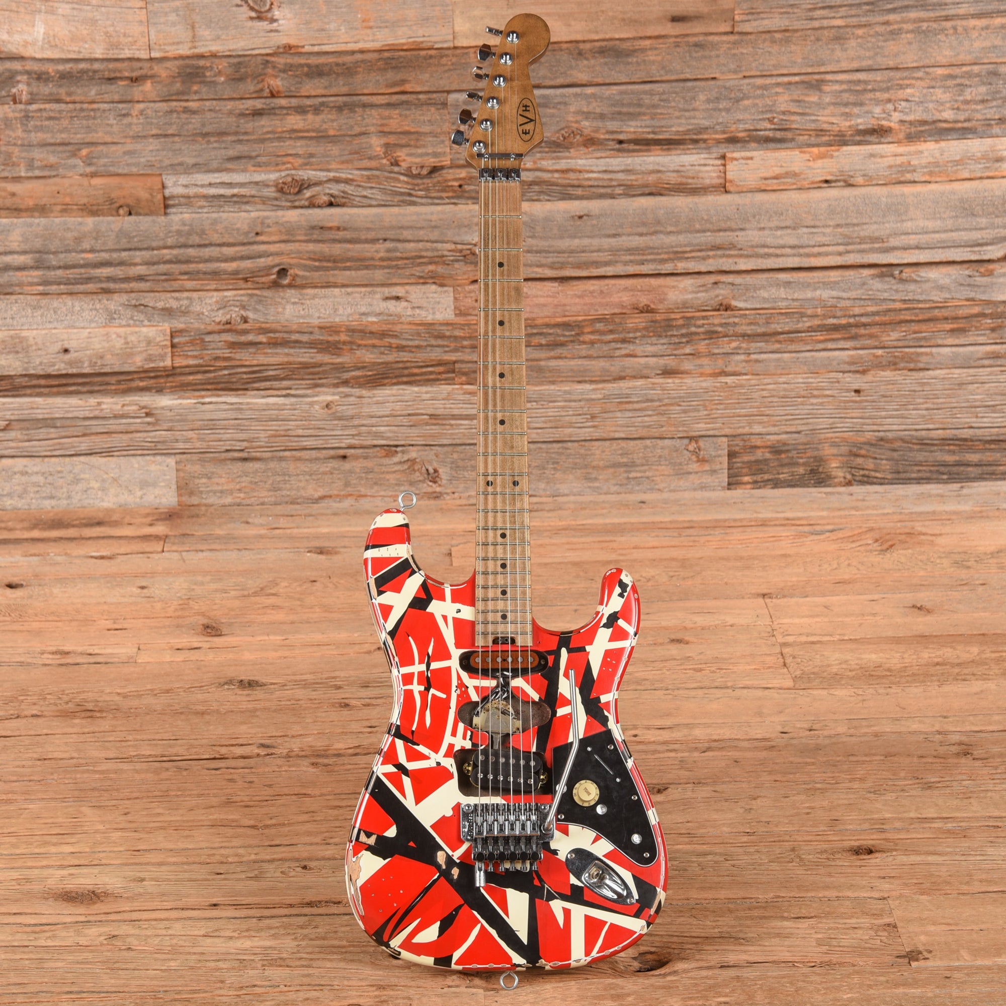 EVH Striped Series Frankenstein Red, Black, and White 2021 Electric Guitars