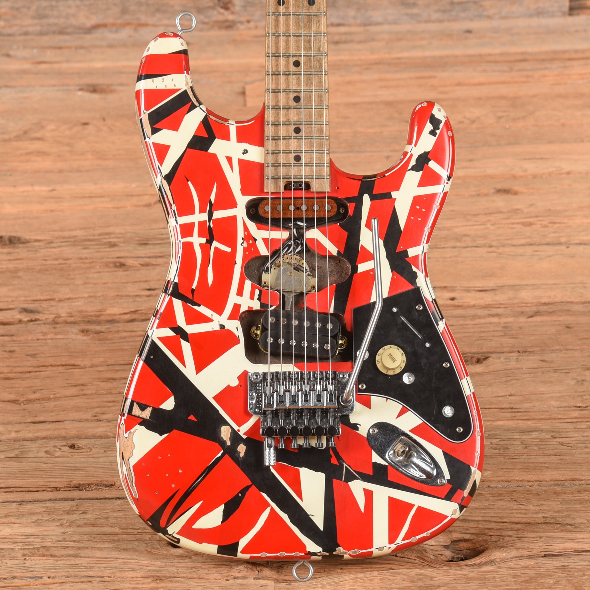 EVH Striped Series Frankenstein Red, Black, and White 2021 Electric Guitars