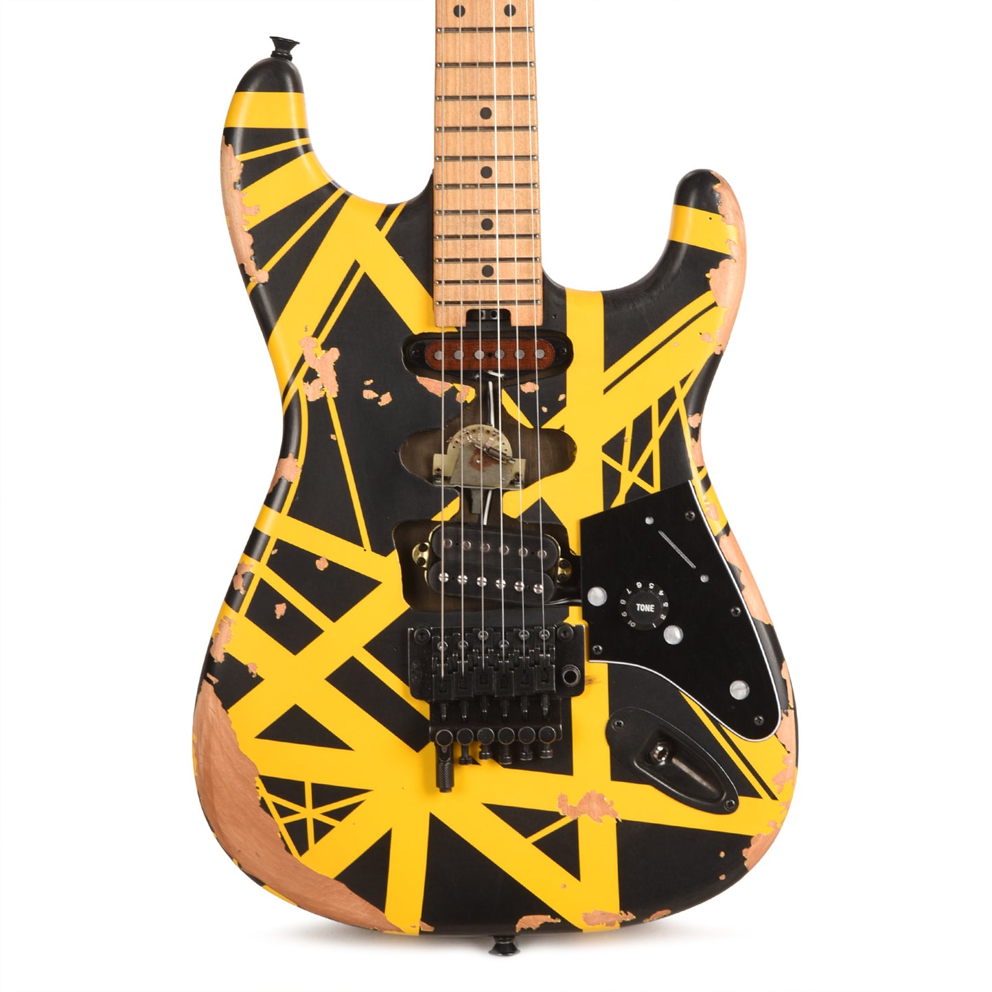 EVH Limited Edition Striped Series Frankenstein Frankie Black w/Yellow Stripes Aged Electric Guitars / Solid Body