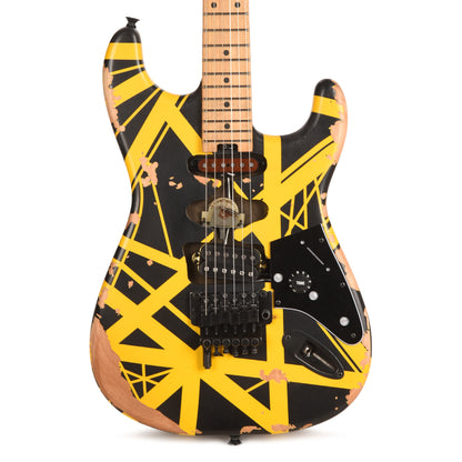 EVH Limited Edition Striped Series Frankenstein Frankie Black w/Yellow Stripes Aged Electric Guitars / Solid Body