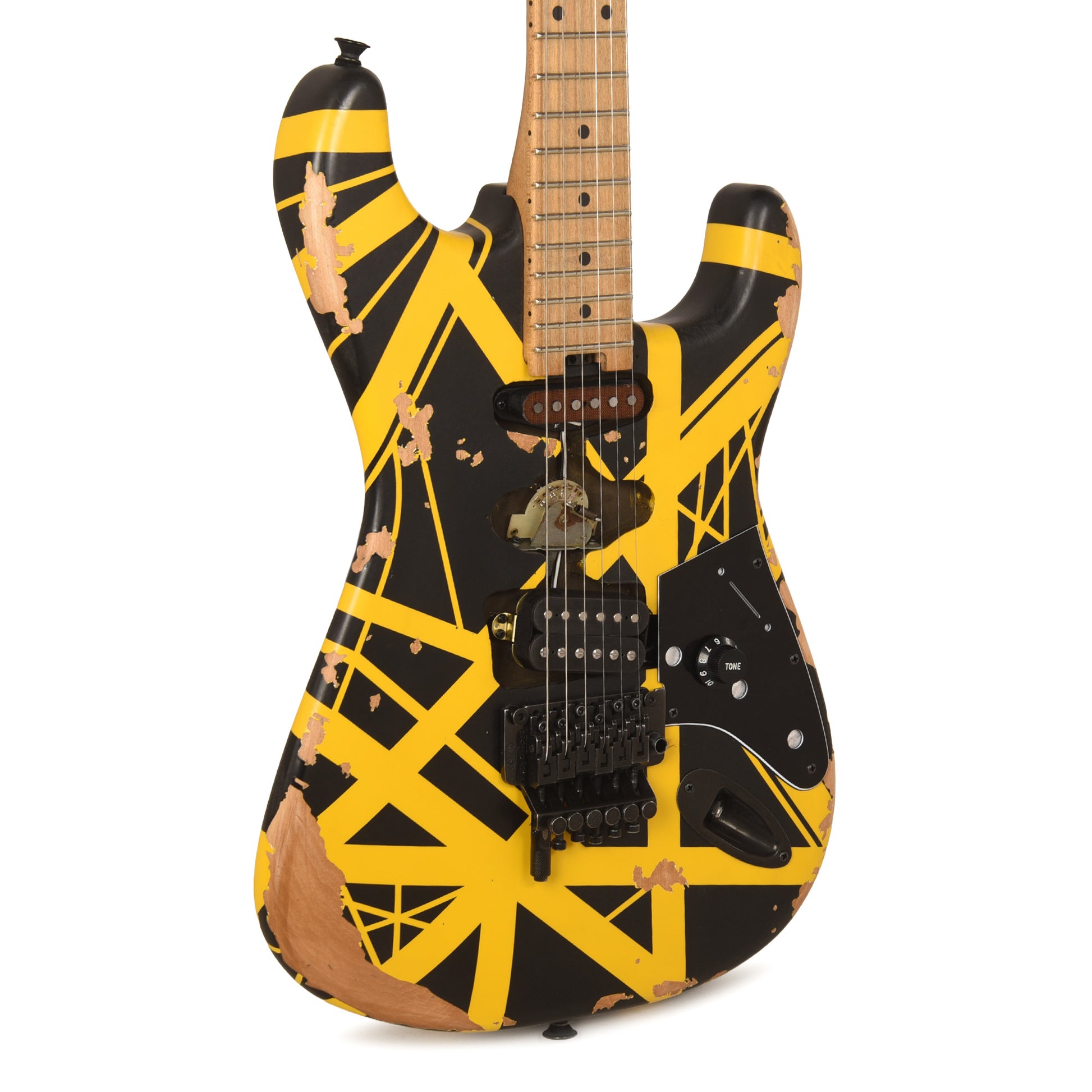 EVH Limited Edition Striped Series Frankenstein Frankie Black w/Yellow Stripes Aged Electric Guitars / Solid Body