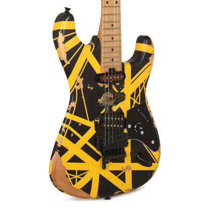 EVH Limited Edition Striped Series Frankenstein Frankie Black w/Yellow Stripes Aged Electric Guitars / Solid Body