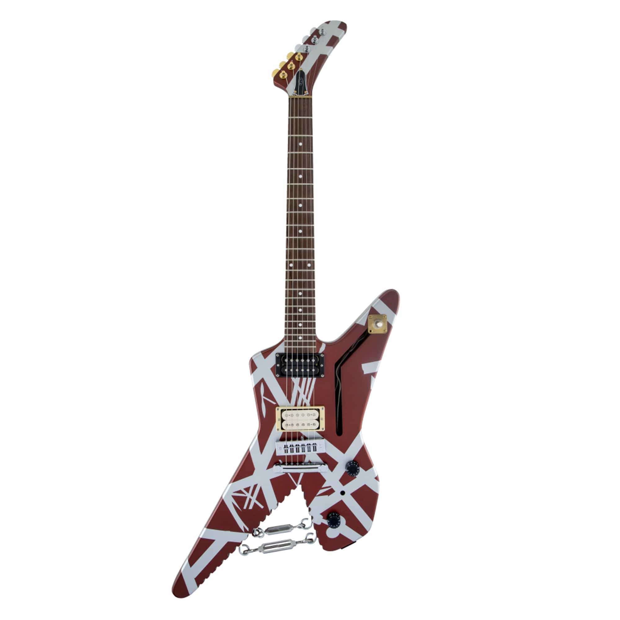 EVH Striped Series Shark Burgundy with Silver Stripes Electric Guitars / Solid Body