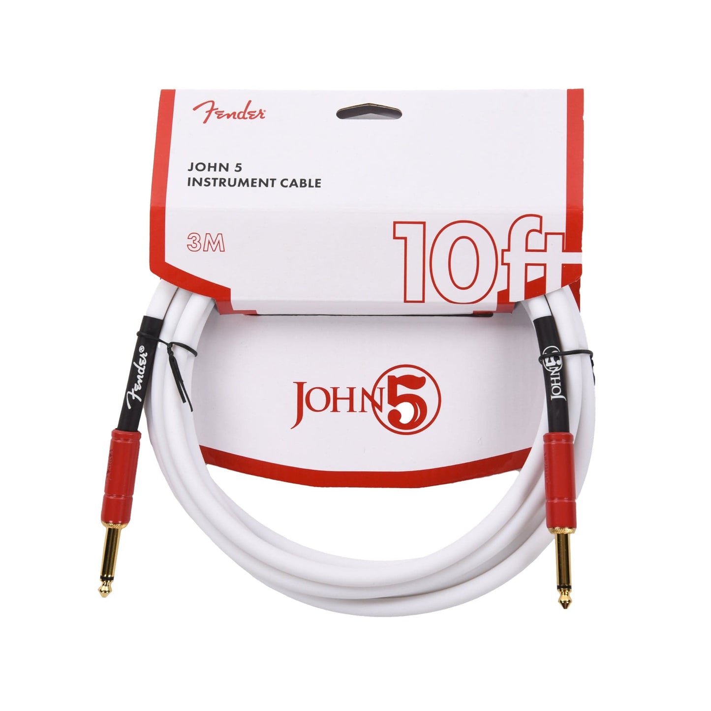 Fender John 5 10' Instrument Cable White/Red Accessories / Cables