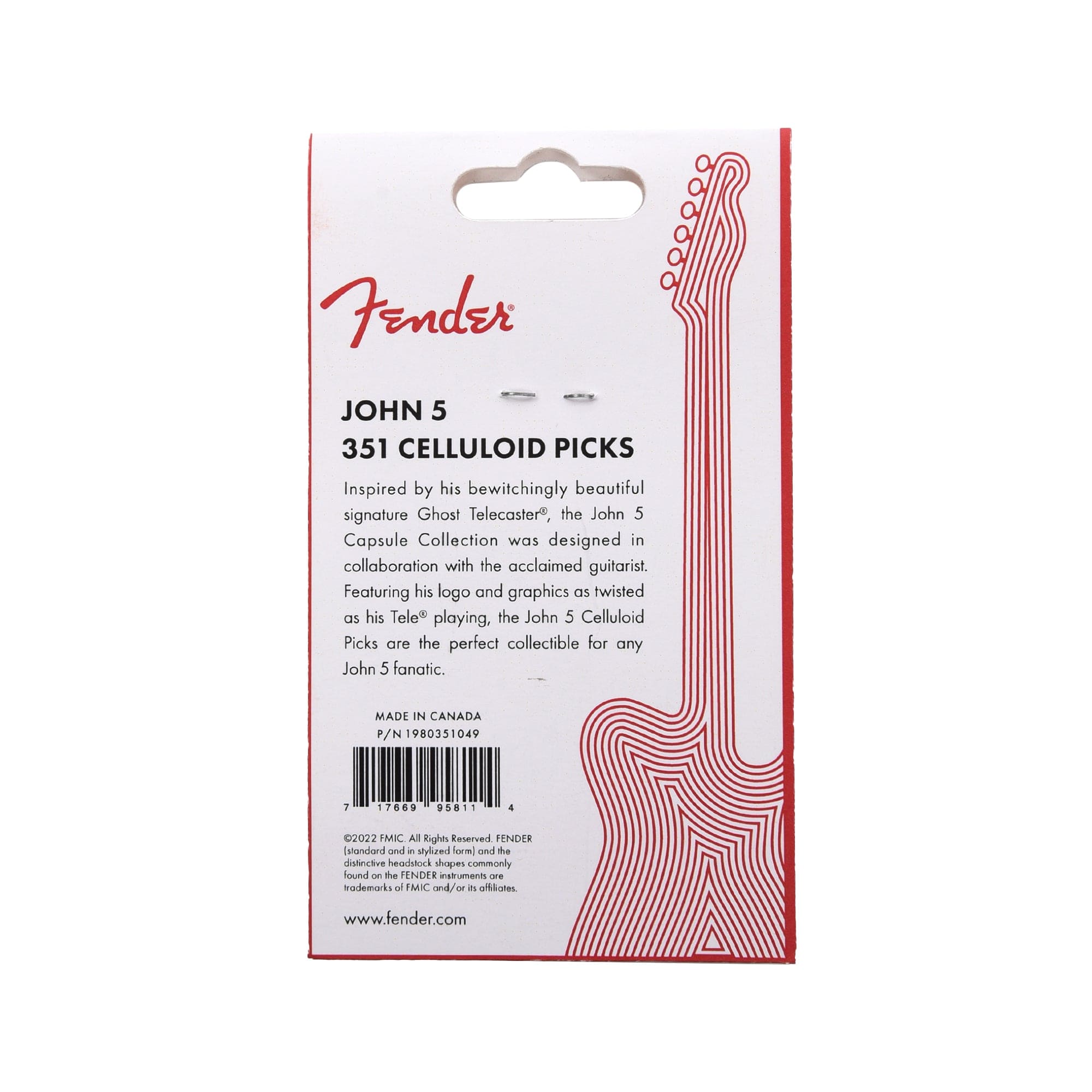 Fender John 5 351 Celluloid Picks (6) Accessories / Picks