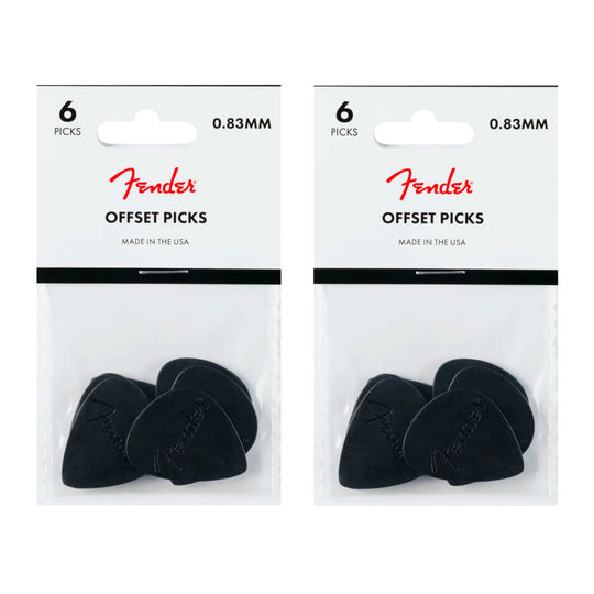 Fender Offset Picks Black 2-Pack (12) Bundle Accessories / Picks