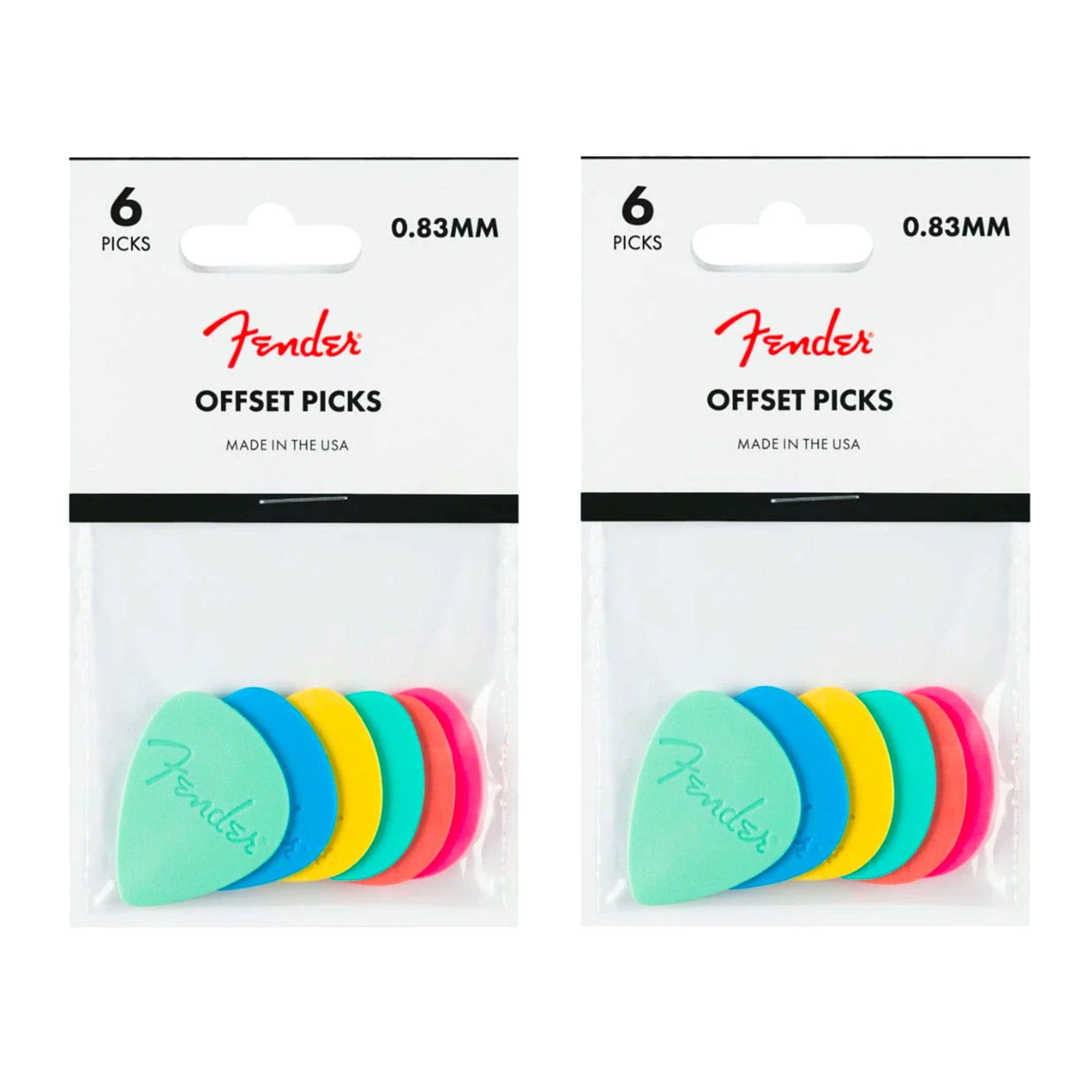 Fender Offset Picks Multi-Color 2-Pack (12) Bundle Accessories / Picks