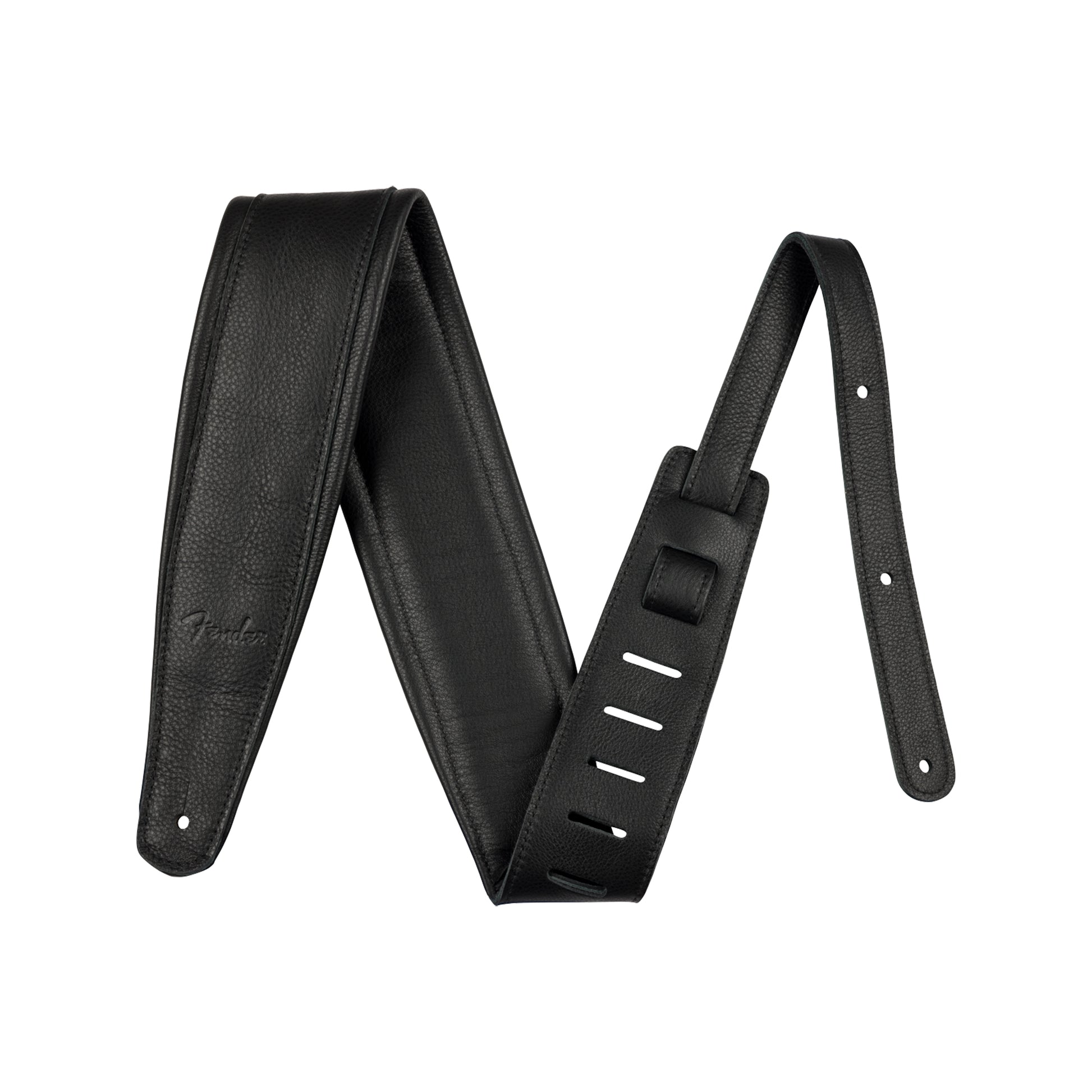 Fender 3.5" Premium Leather Strap Black Accessories / Straps