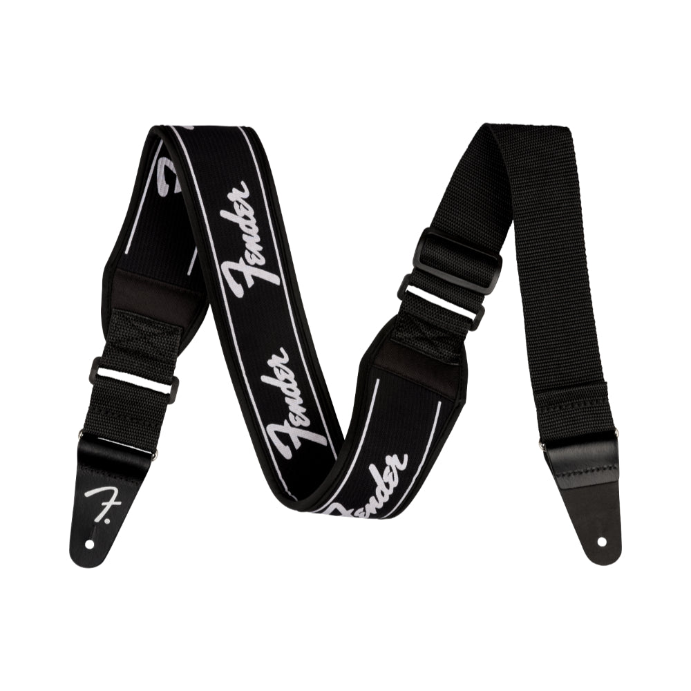 Fender Swell Neoprene Logo Strap Running Logo Black 2.5