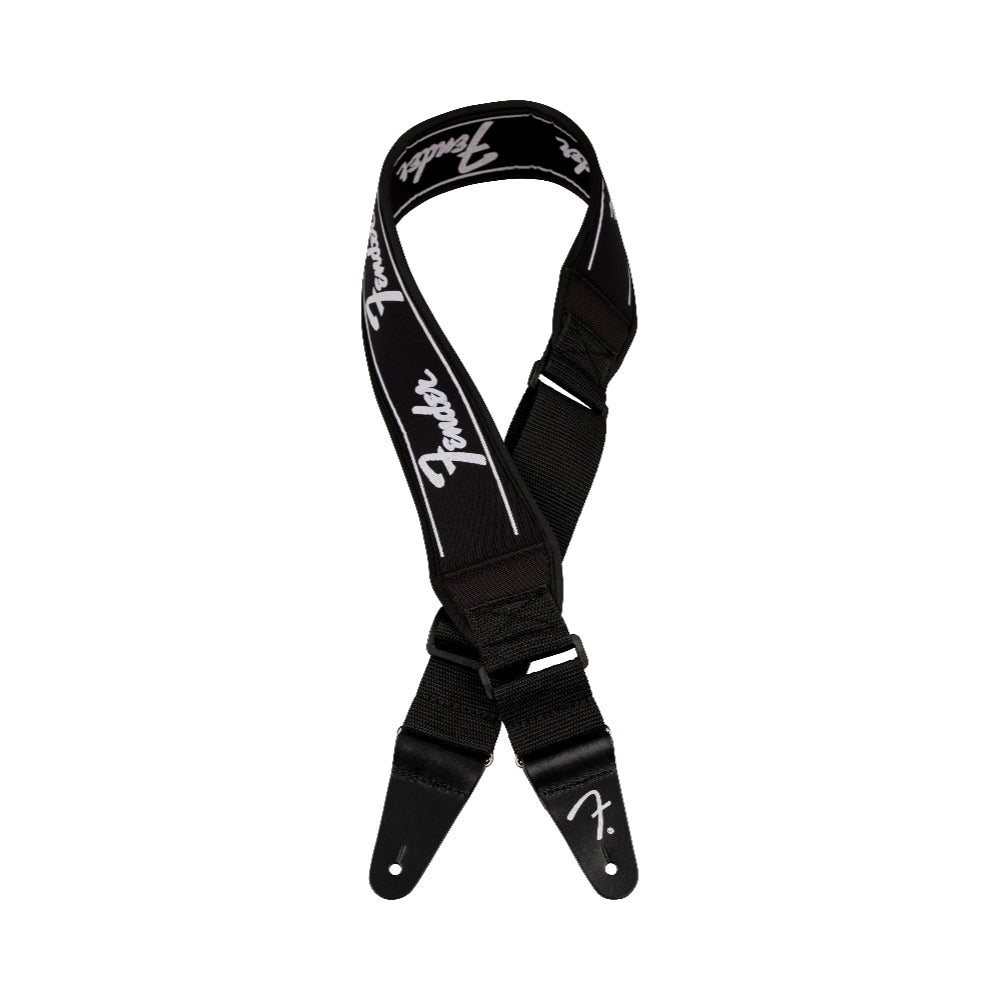 Fender Swell Neoprene Logo Strap Running Logo Black 2.5