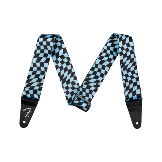 Fender Wavy Checkerboard Polyester Strap Blue Accessories / Straps