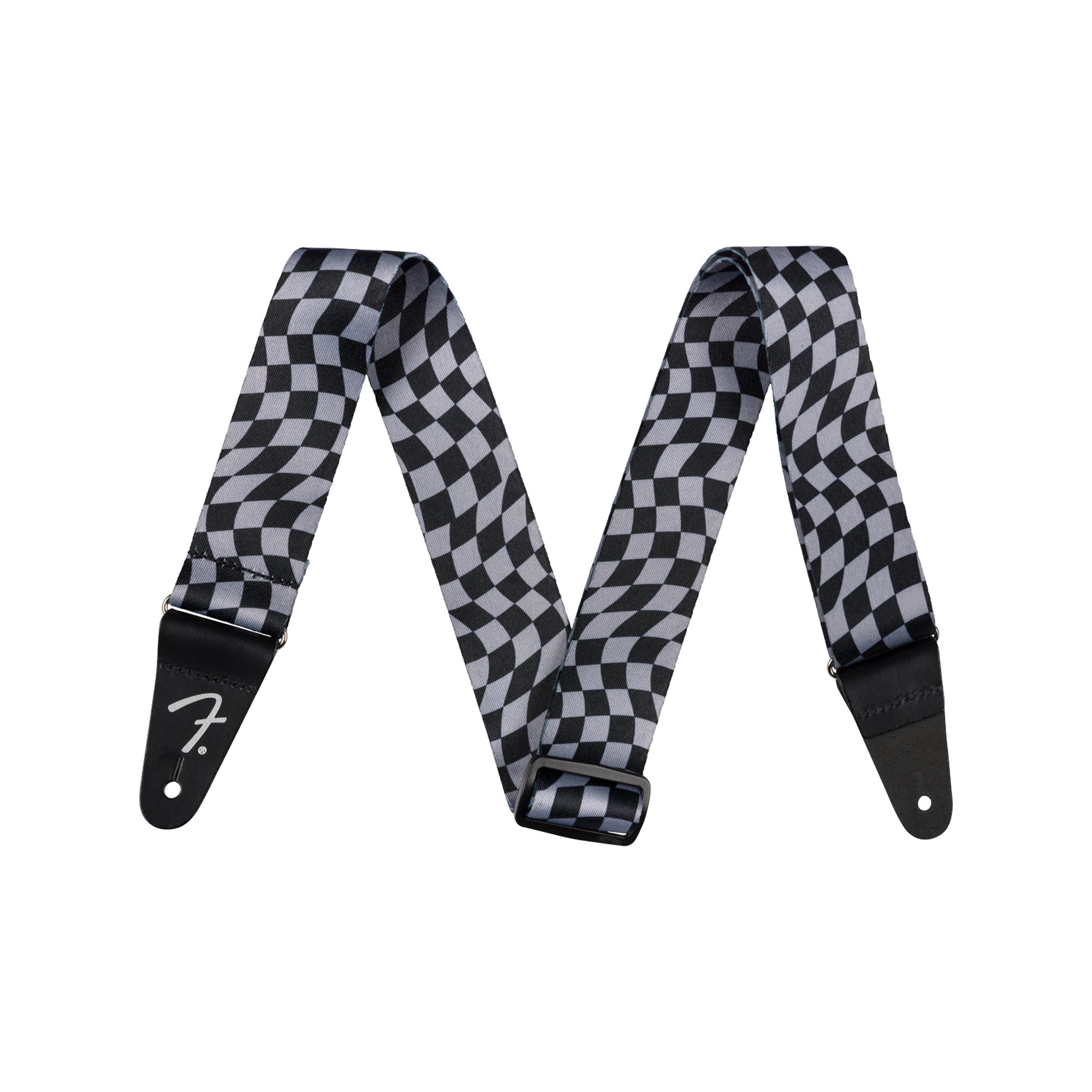 Fender Wavy Checkerboard Polyester Strap Gray Accessories / Straps