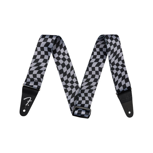 Fender Wavy Checkerboard Polyester Strap Gray Accessories / Straps