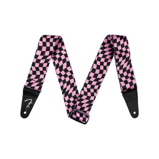 Fender Wavy Checkerboard Polyester Strap Pink Accessories / Straps
