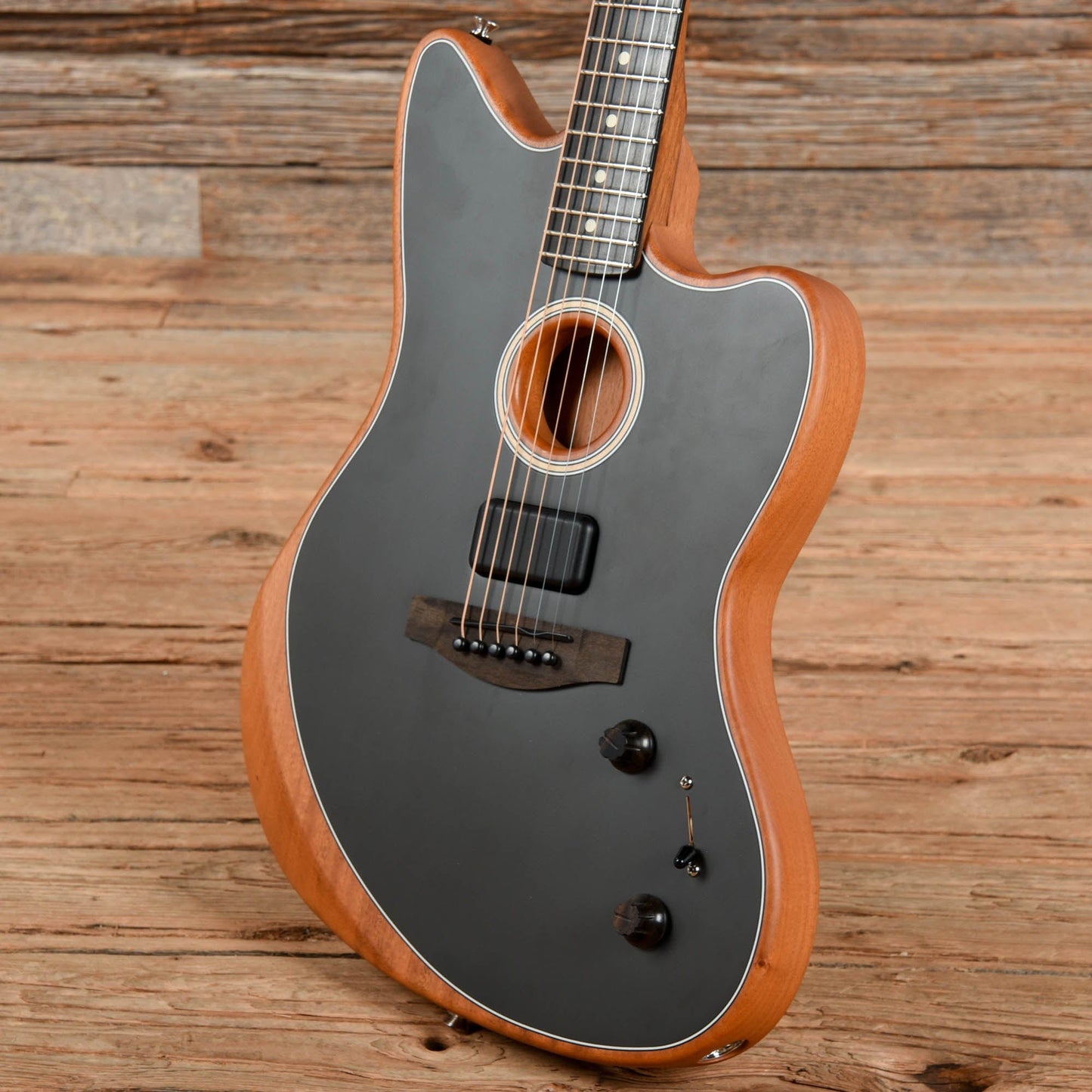 Fender American Acoustasonic Jazzmaster Black 2022 Acoustic Guitars / Built-in Electronics