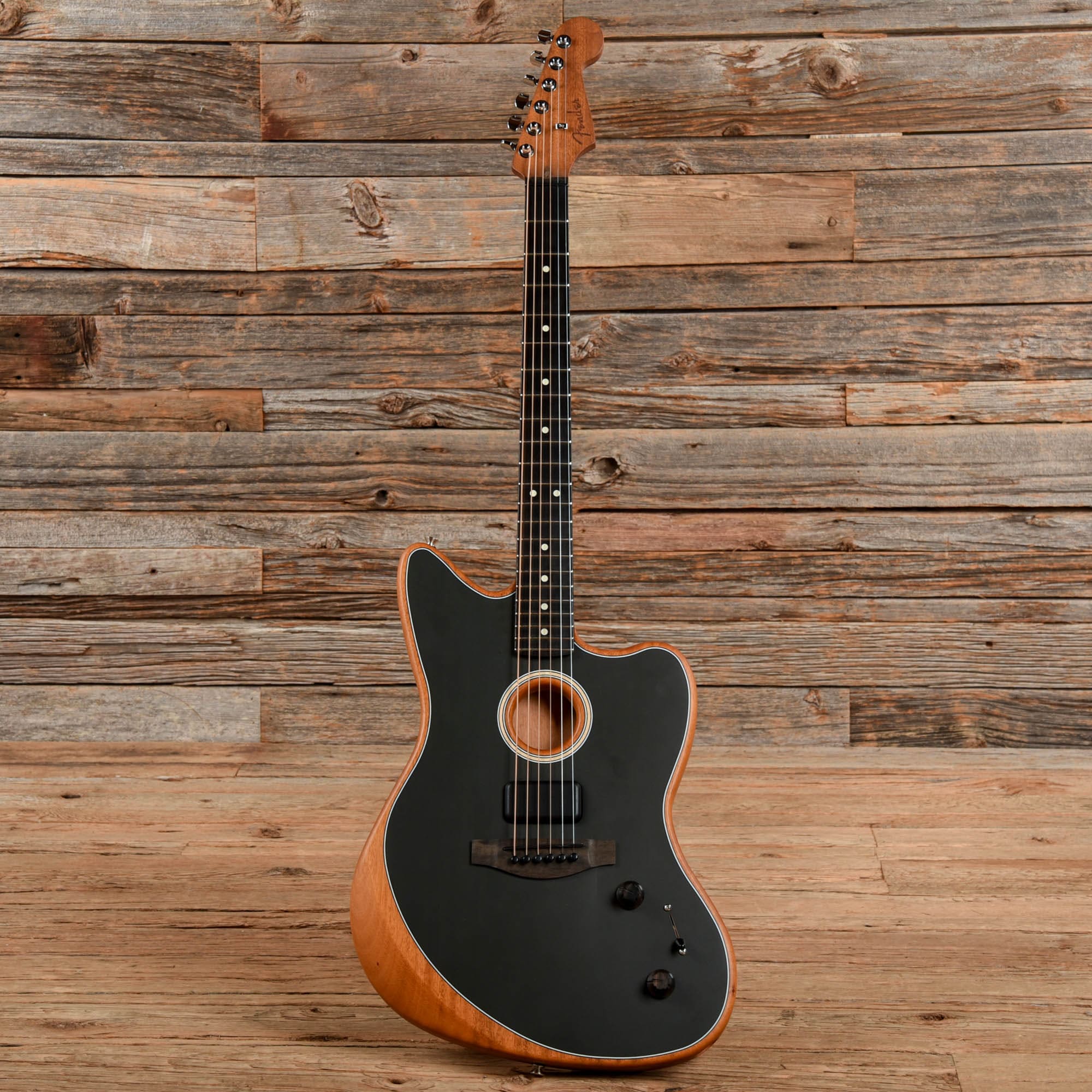 Fender American Acoustasonic Jazzmaster Black 2022 Acoustic Guitars / Built-in Electronics