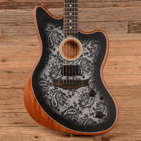 Fender American Acoustasonic Jazzmaster Black Paisley 2022 Acoustic Guitars / Built-in Electronics