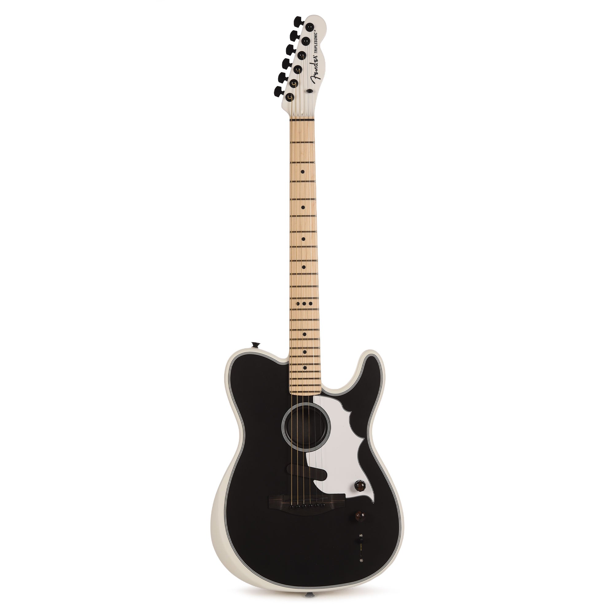 Fender Artist Jack White Triplesonic Acoustasonic Telecaster Satin Arctic White with Black Top Acoustic Guitars / Built-in Electronics