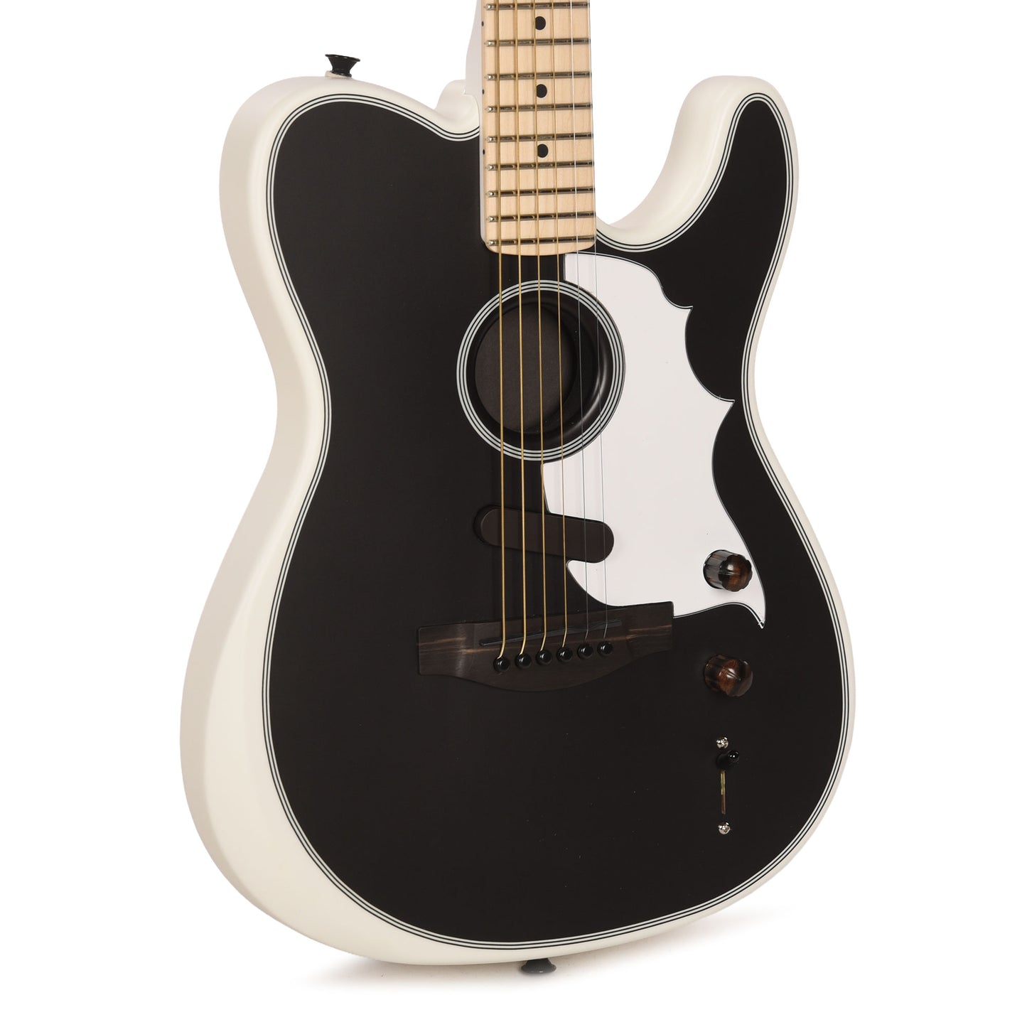 Fender Artist Jack White Triplesonic Acoustasonic Telecaster Satin Arctic White with Black Top Acoustic Guitars / Built-in Electronics