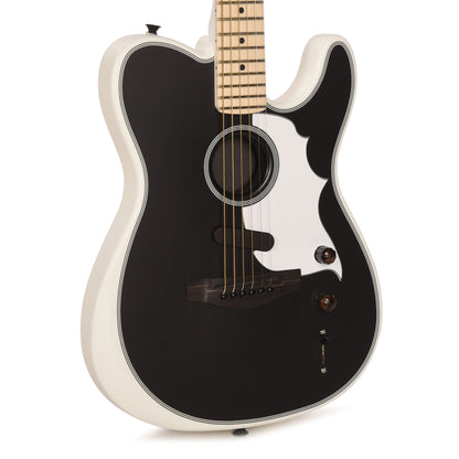Fender Artist Jack White Triplesonic Acoustasonic Telecaster Satin Arctic White with Black Top Acoustic Guitars / Built-in Electronics