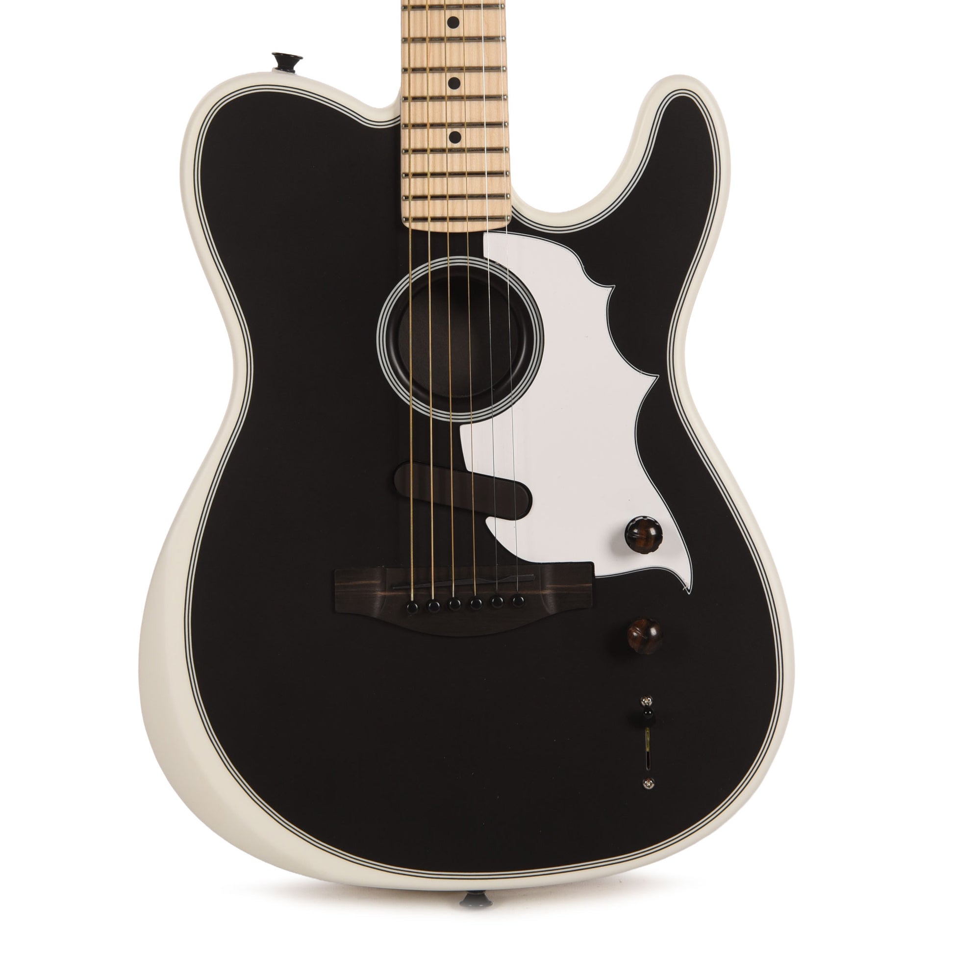 Fender Artist Jack White Triplesonic Acoustasonic Telecaster Satin Arctic White with Black Top Acoustic Guitars / Built-in Electronics