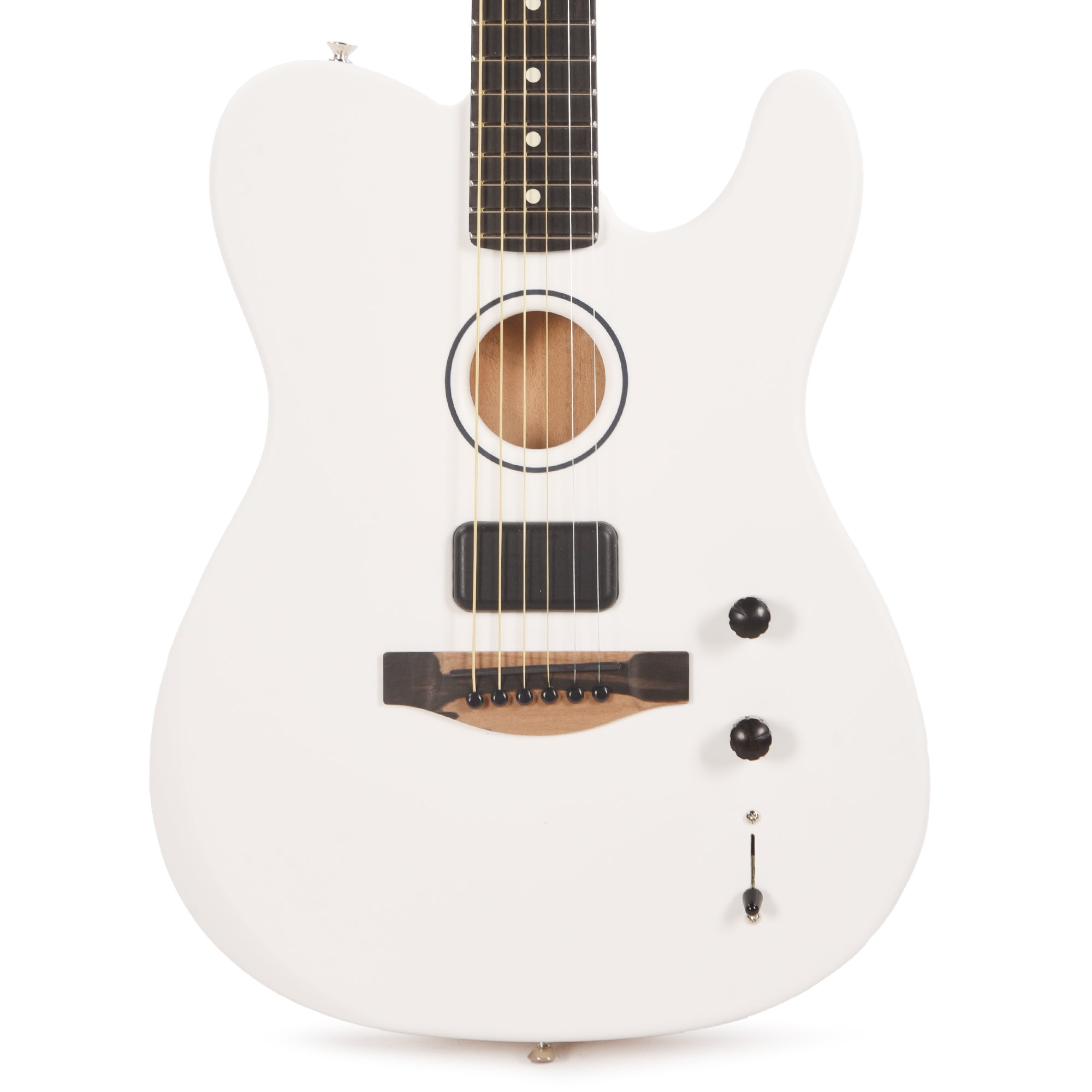 Fender Artist Limited Edition Finneas American Acoustasonic Telecaster Satin Arctic White Acoustic Guitars / Built-in Electronics
