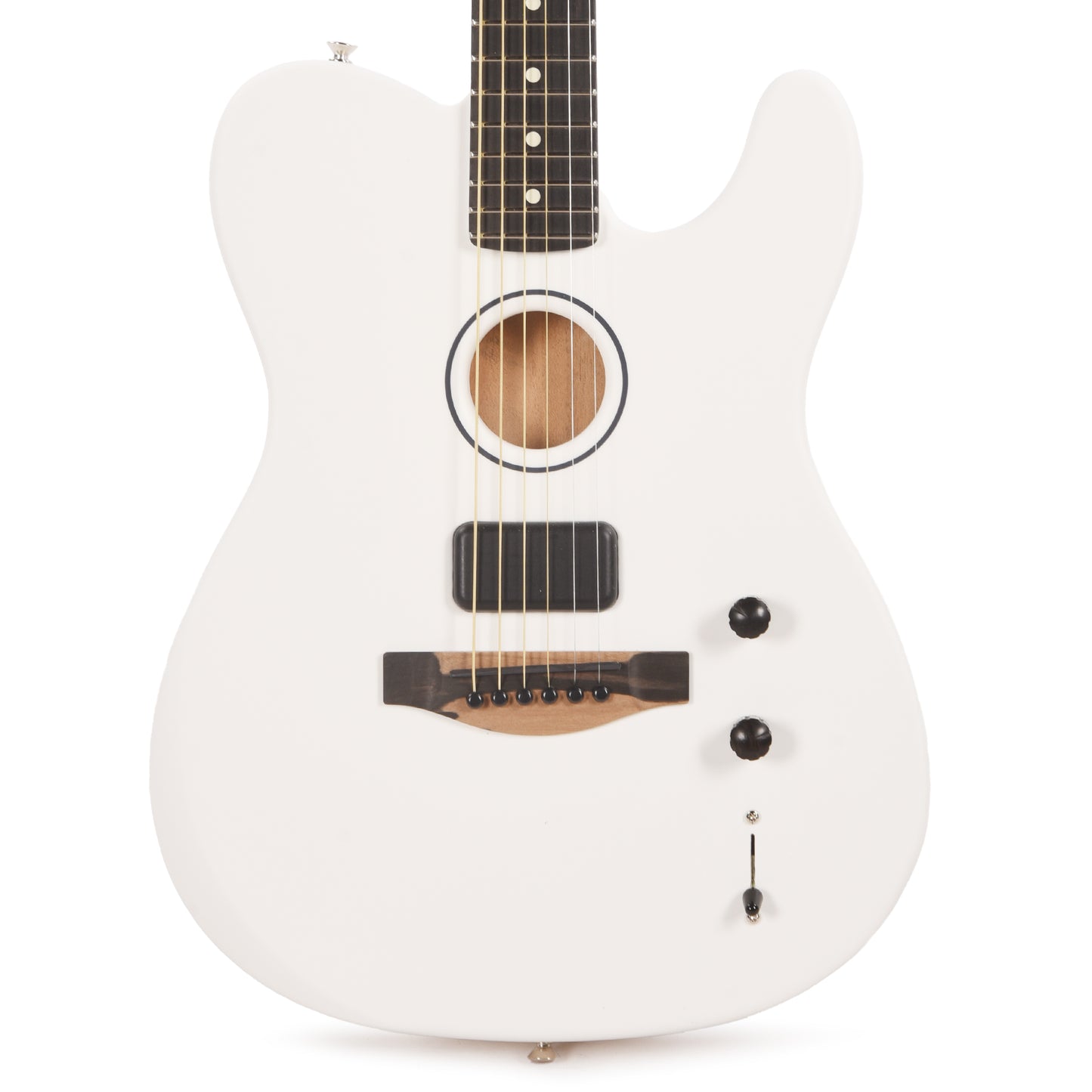 Fender Artist Limited Edition Finneas American Acoustasonic Telecaster Satin Arctic White Acoustic Guitars / Built-in Electronics