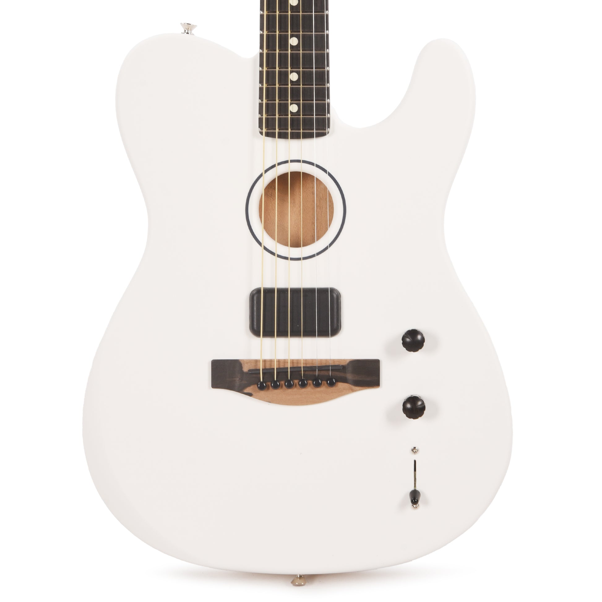 Fender Artist Limited Edition Finneas American Acoustasonic Telecaster Satin Arctic White Acoustic Guitars / Built-in Electronics