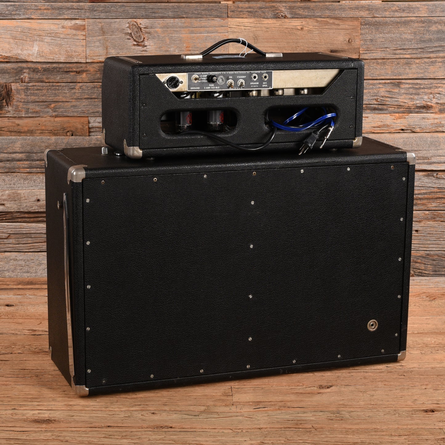 Fender Bassman - Amp And Cabinet 2x12 w/ Greenback Celestion Black 1965 Amplifiers