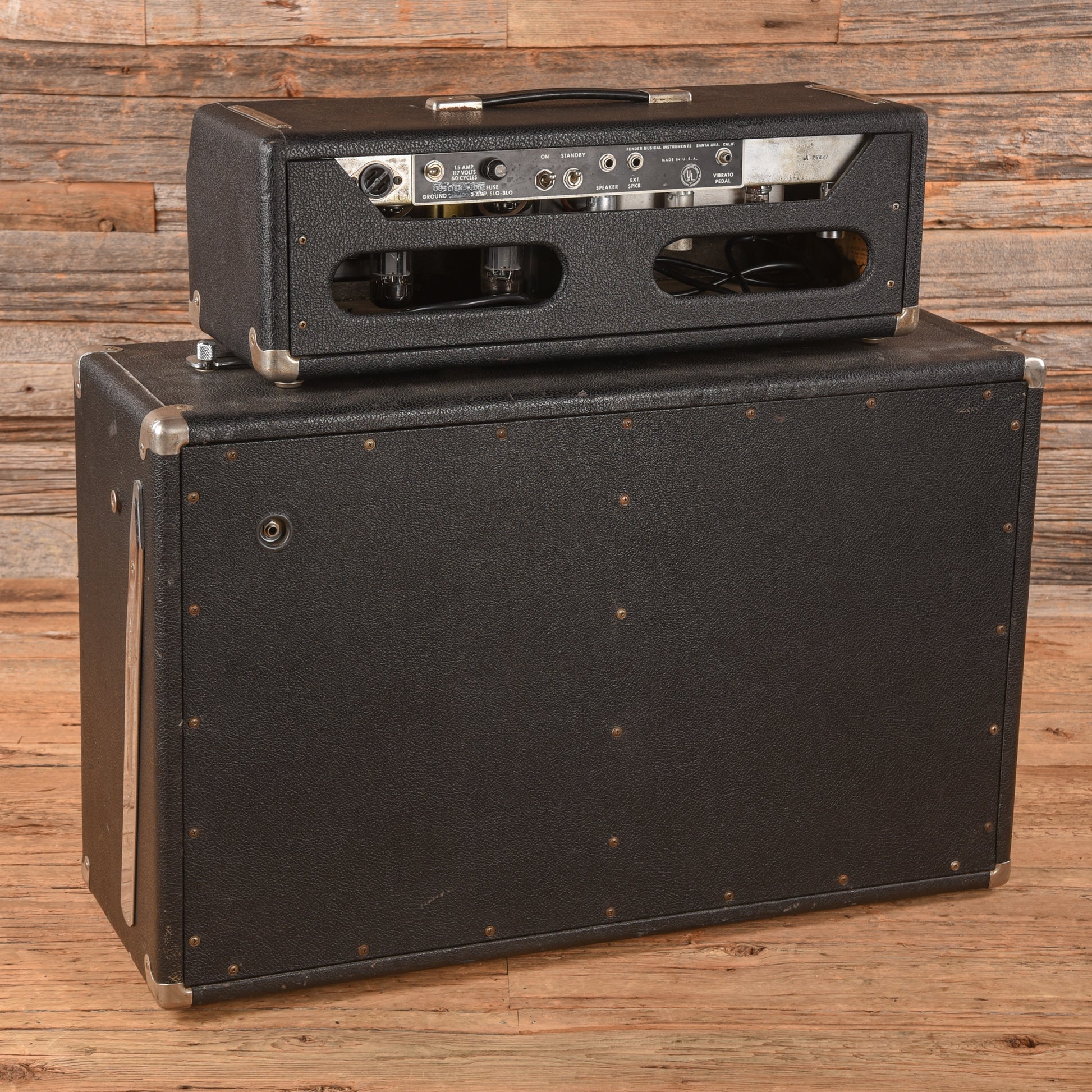 Fender Black Panel Bandmaster 40-Watt 2-Channel 2x12" Piggyback Guitar Amp Black 1967 Amplifiers