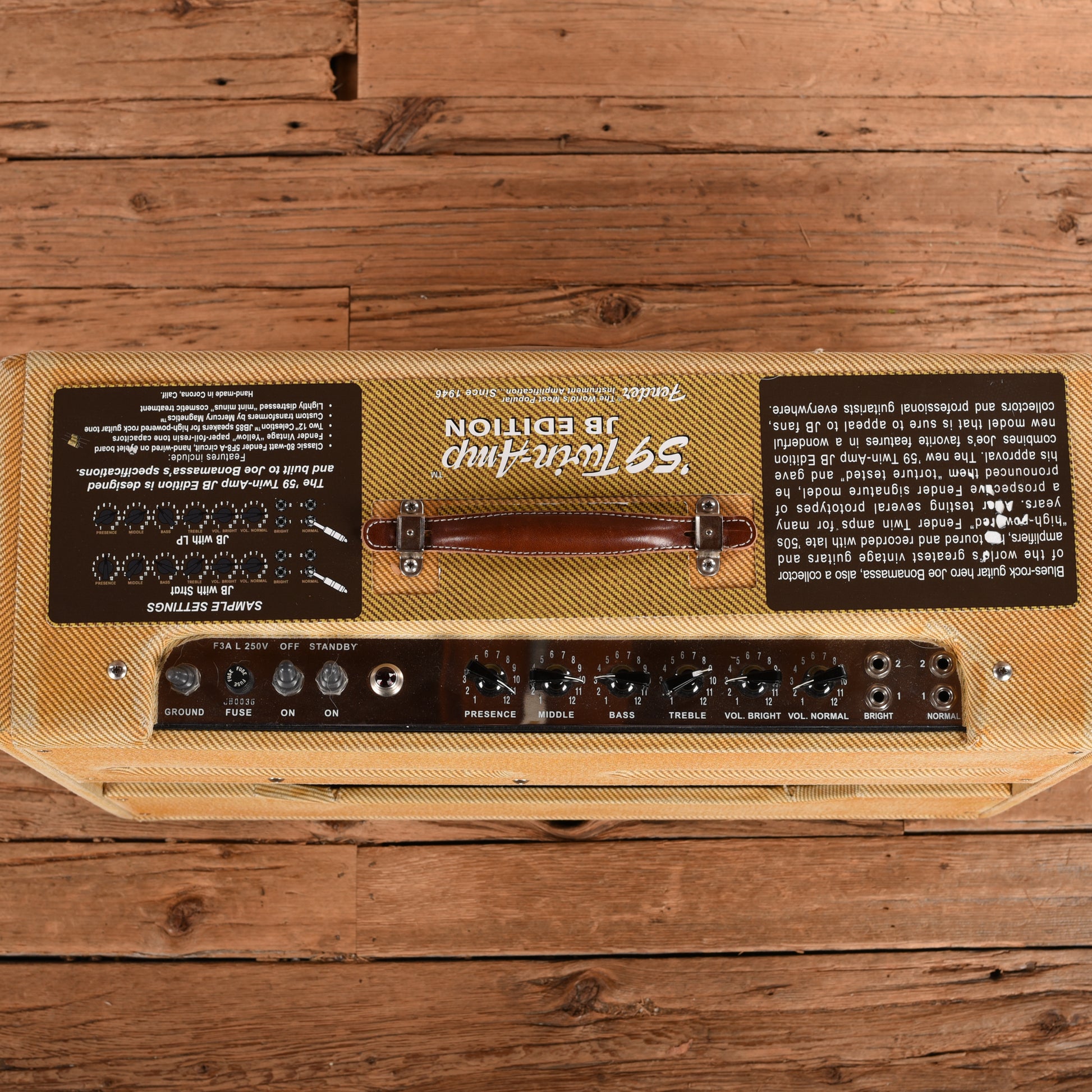 Fender Joe Bonamassa '59 High Power Tweed Twin 80-Watt 2x12" Guitar Combo Amp Amplifiers