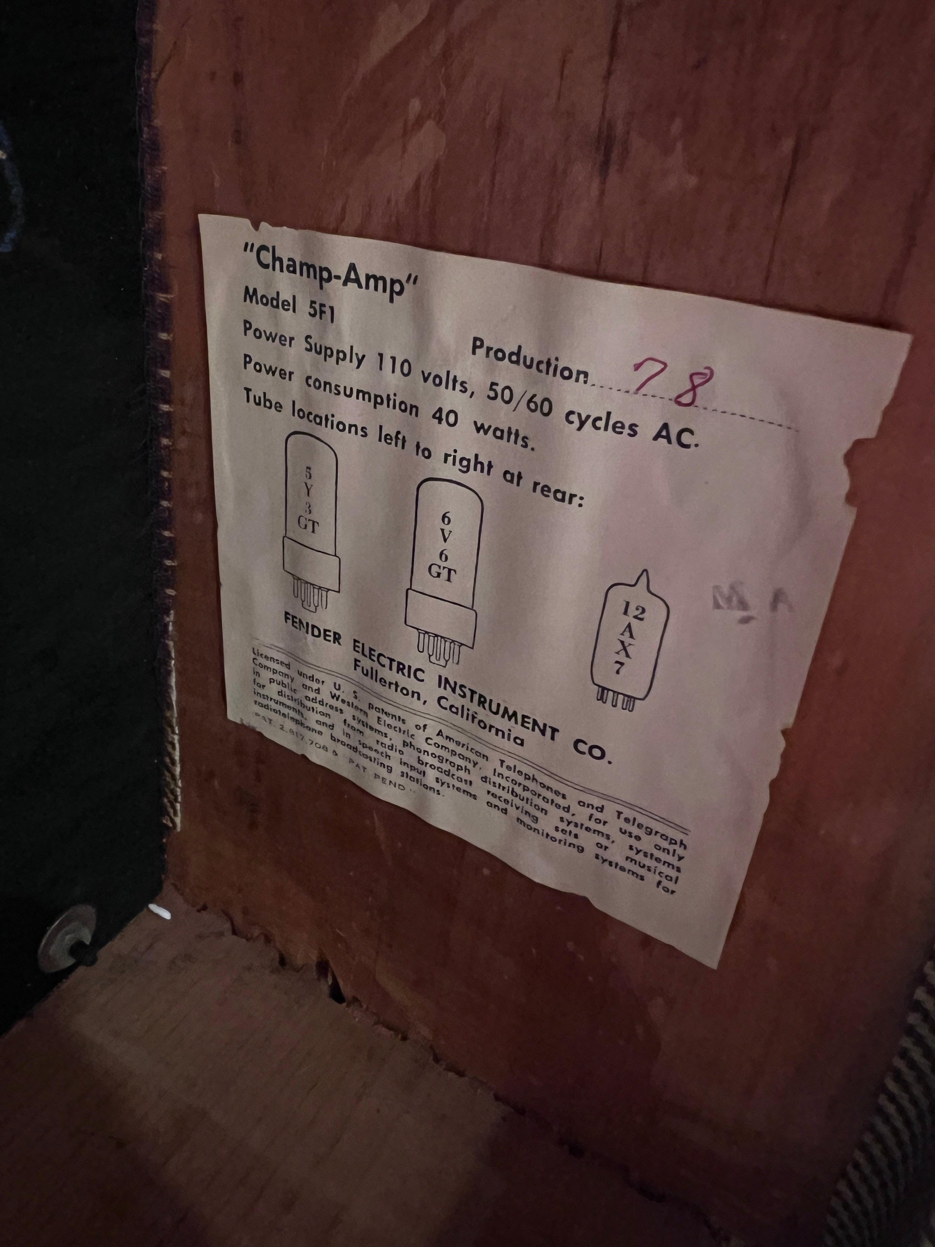 Fender Champ 5F1  1963 Amps / Guitar Amps / Guitar Combos