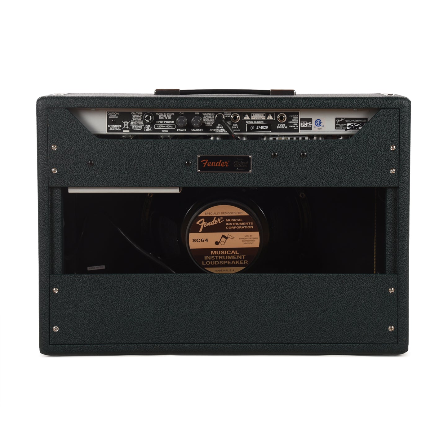 Fender FSR '65 Deluxe Reverb 22w 1x12 Combo British Racing Green w/ Eminence GA-SC64 Amps / Guitar Amps / Guitar Combos