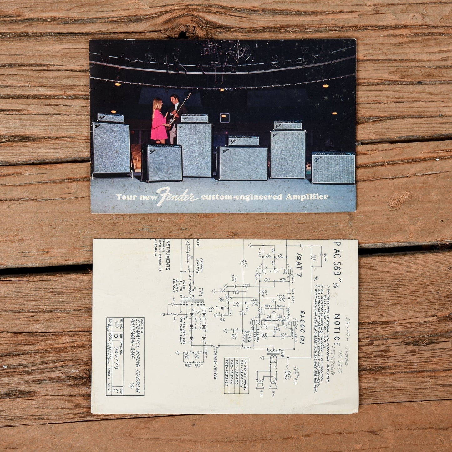 Fender Bassman "Drip Edge" w/ Matching 2x15" Guitar Speaker Cabinet  1969 Amps / Guitar Cabinets