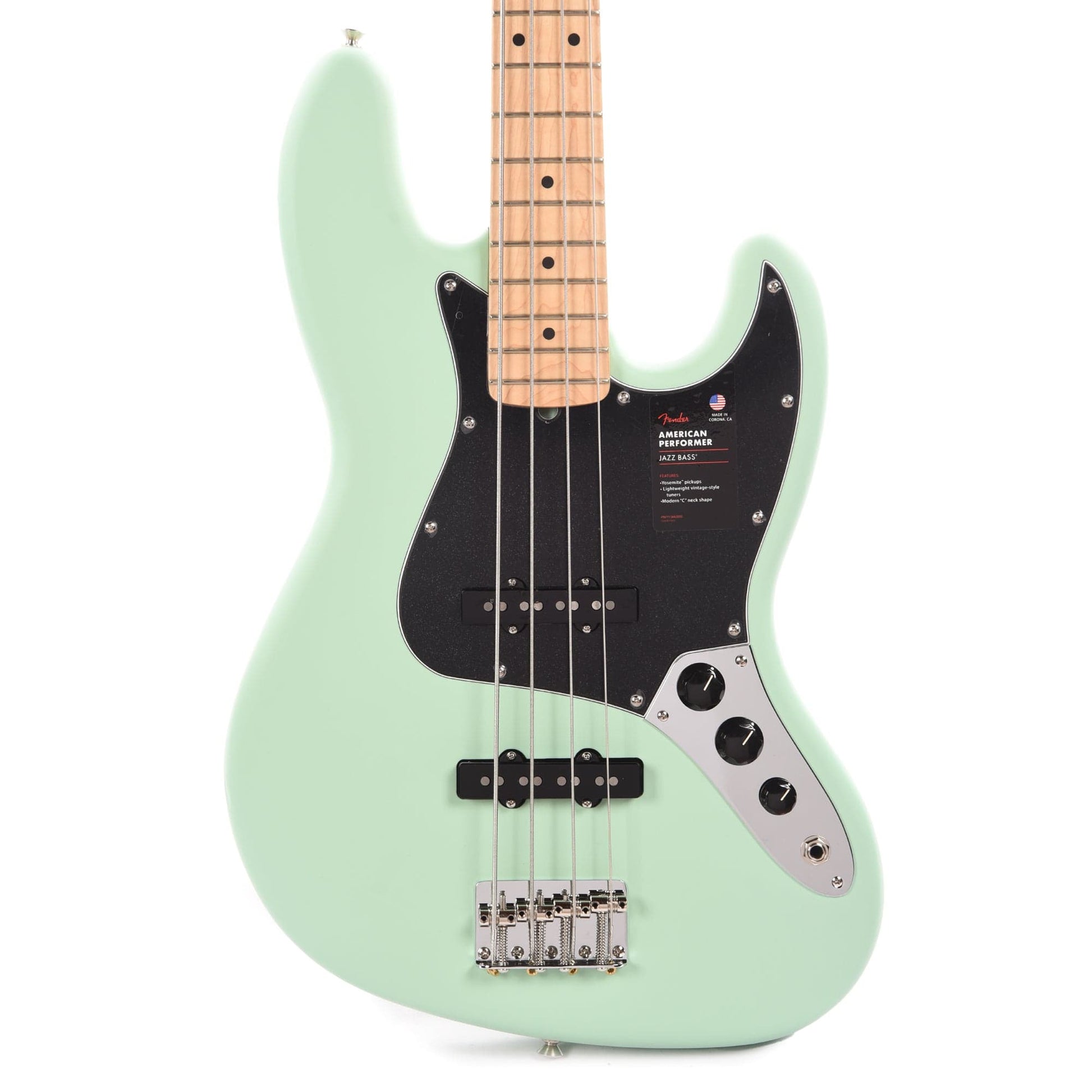 Fender American Performer Jazz Bass Satin Surf Green Bass Guitars / 4-String