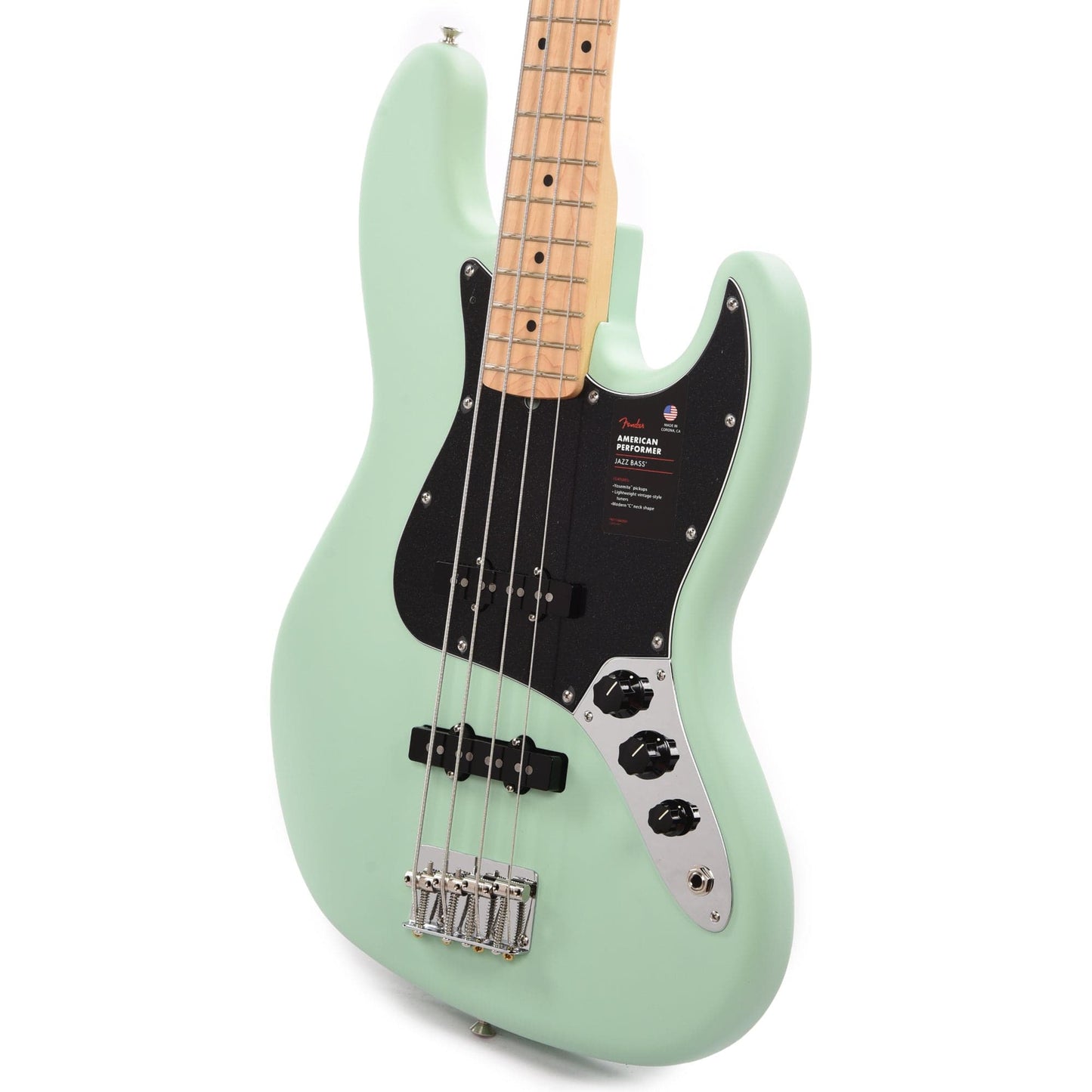 Fender American Performer Jazz Bass Satin Surf Green Bass Guitars / 4-String