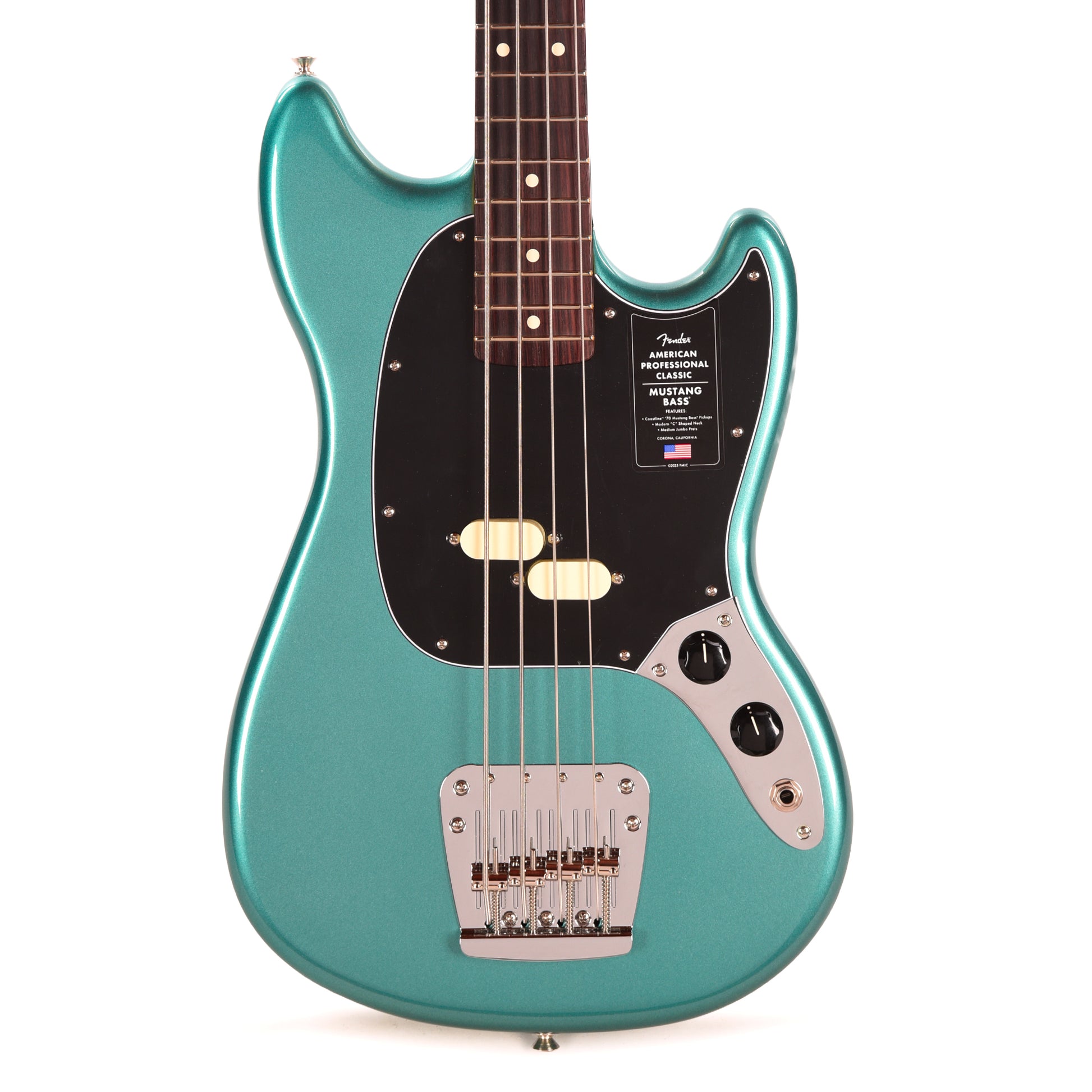 Fender American Professional Classic Mustang Bass Faded Sherwood Green Metallic Bass Guitars / 4-String
