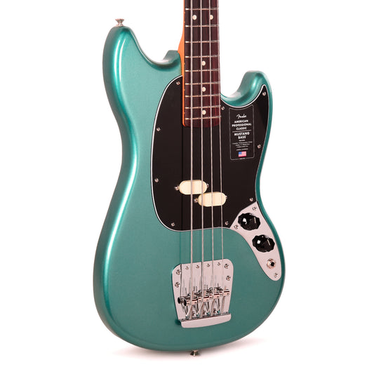 Fender American Professional Classic Mustang Bass Faded Sherwood Green Metallic Bass Guitars / 4-String